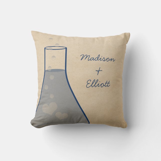 Whimsical Beaker Pillow, Blue Cushion (Front)