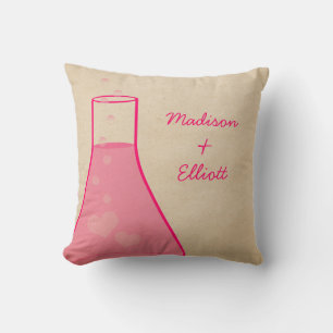 Whimsical Beaker Pillow, Pink Cushion