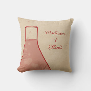 Whimsical Beaker Pillow, Red Cushion