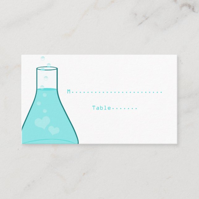 Whimsical Beaker Place Cards, Aqua Card (Front)