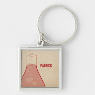 Whimsical Beaker Premium Keychain, Red Key Ring