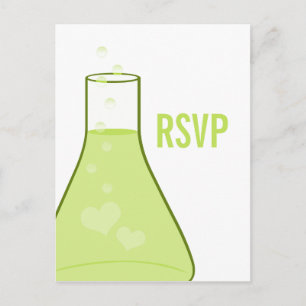 Whimsical Beaker RSVP Postcard, Green Invitation Postcard