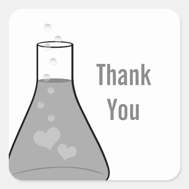 Whimsical Beaker Thank You Stickers, Grey Square Sticker (Front)