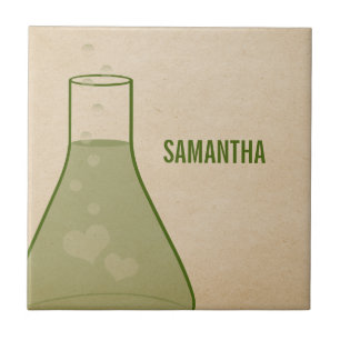 Whimsical Beaker Tile, Green Ceramic Tile