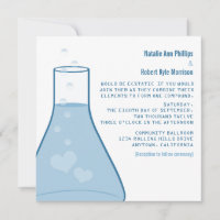 Whimsical Beaker Wedding Invite, Blue