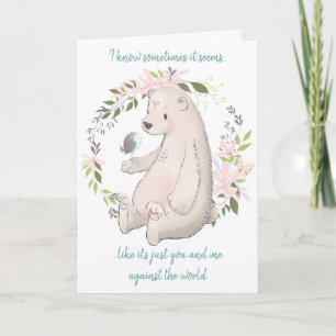 Whimsical Bear and Bird You and Me Romantic Card