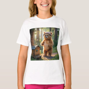 Whimsical Bear Beekeeper in a Sunny Forest T-Shirt