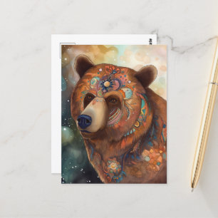 Whimsical Bear Colourful Postcard