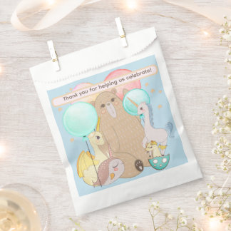 Whimsical Bear, Dragon, Unicorn, Magical Friends Favour Bag