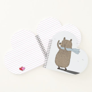 Whimsical Bear Heart Shaped Notebook
