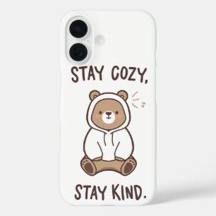 Whimsical Bear with Positive Kindness Quote iPhone 16 Case