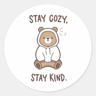 Whimsical Bear with Positive Kindness Quote Classic Round Sticker