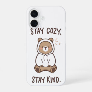 Whimsical Bear with Positive Kindness Quote iPhone 16 Case