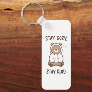 Whimsical Bear with Positive Kindness Quote Key Ring