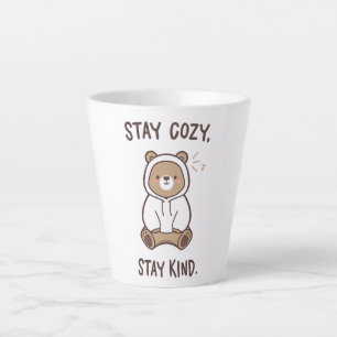 Whimsical Bear with Positive Kindness Quote Latte Mug