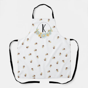 Whimsical Bee and Honeycomb Monogram Apron