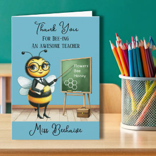 Whimsical Bee Teacher Thank You Card