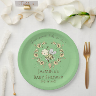 Whimsical Bee Wreath Baby Shower   Paper Plate