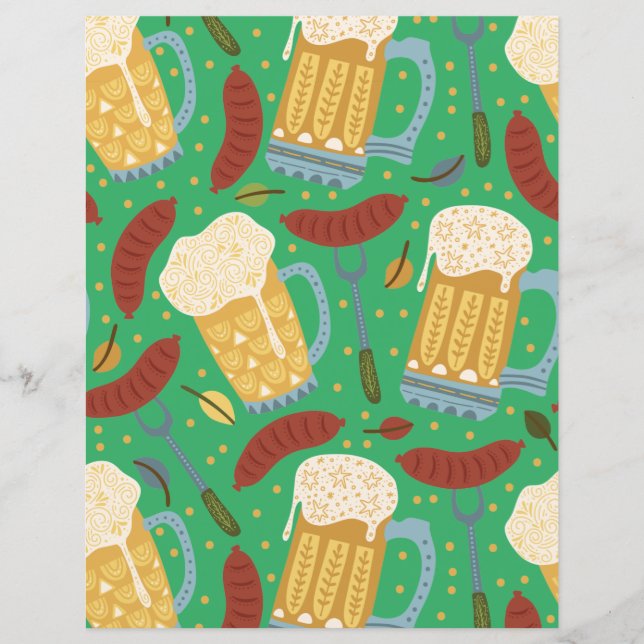 Whimsical Beers & Brats Scrapbook Paper (Front)