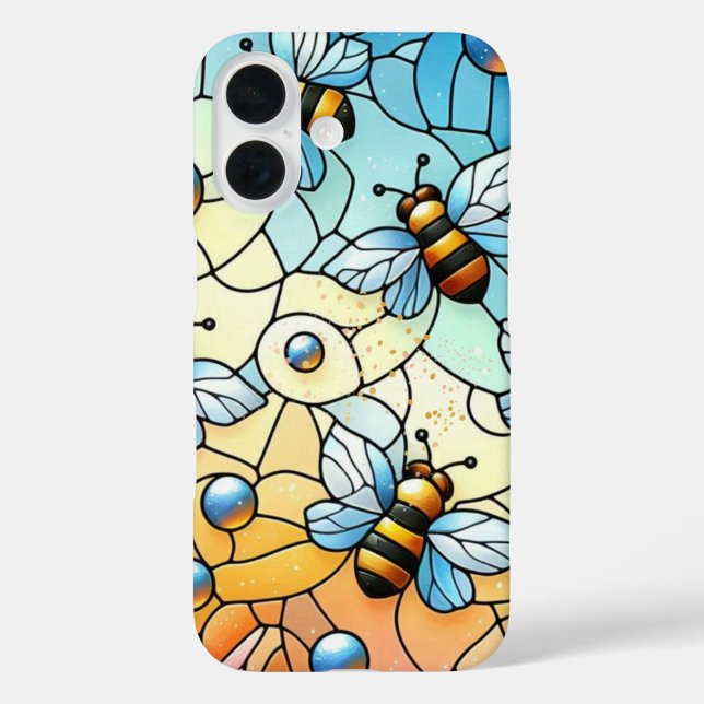 Whimsical Bees Stain Glass  Case-Mate iPhone Case (Back)