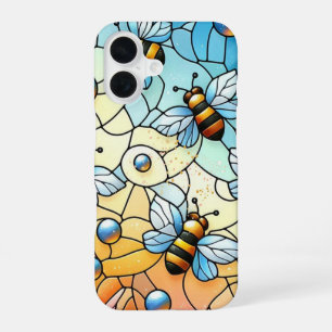 Whimsical Bees Stain Glass iPhone 16 Case