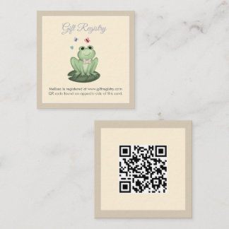 Whimsical Beige Frog Baby Shower Registry Enclosure Card