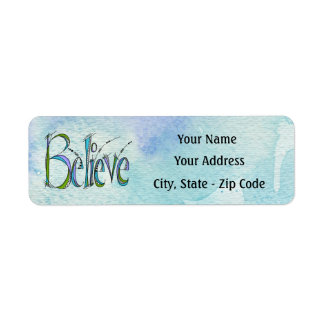 Whimsical Believe Hand-Lettering Return Address Label