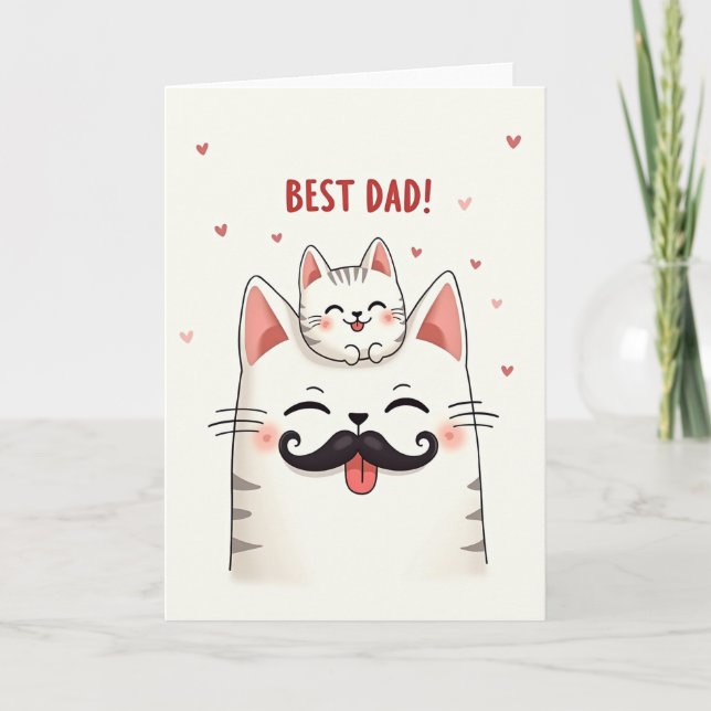 Whimsical Best Dad Illustration Card (Front)