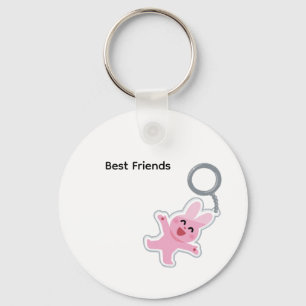 Whimsical Best Friends Bunny Keyring for Backpacks