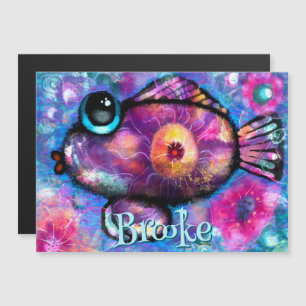 Whimsical Big-Eye Fish Personalised Magnet Card