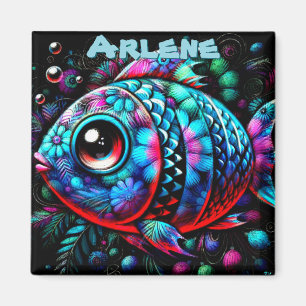 Whimsical Big-Eyed Fish Nautical Personalised Magnet