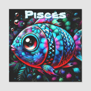 Whimsical Big-Eyed Fish Pisces Personalised Name Tag