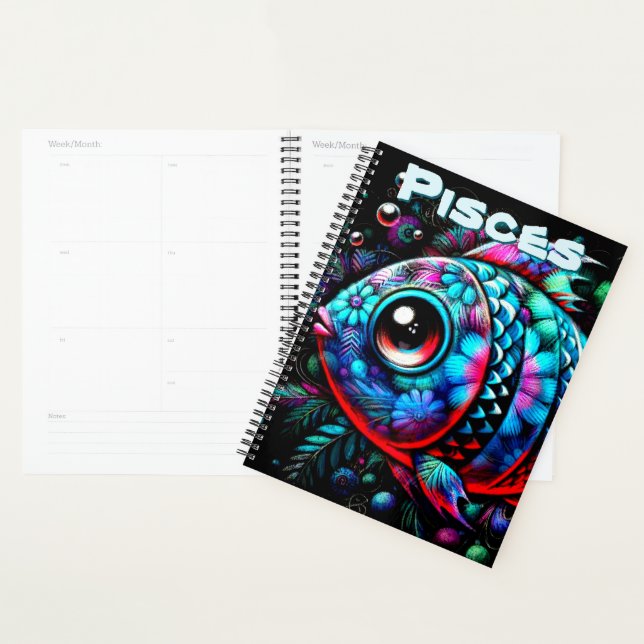 Whimsical Big-Eyed Fish Pisces Personalised Planner (Display)