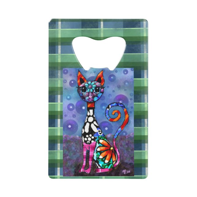 Whimsical Big-Eyed Funky Abstract Kitty Cat (Front)