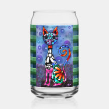 Whimsical Big-Eyed Funky Kitty Cat Abstract