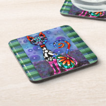 Whimsical Big-Eyed Funky Kitty Cat Abstract