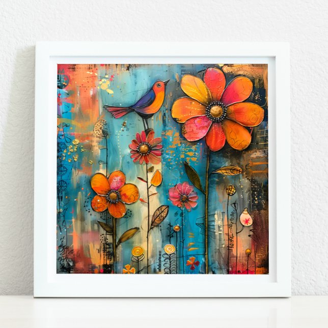 WHIMSICAL BIRD AND FLORAL POSTER (WHIMSICAL BIRD AND FLORAL POSTER)