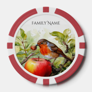Whimsical Bird & Apple Delight Poker Chips