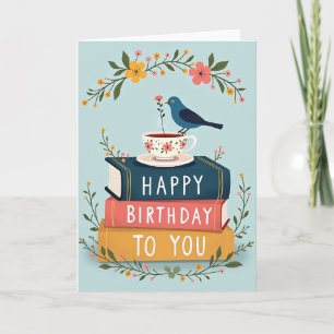 Whimsical Bird Book Card