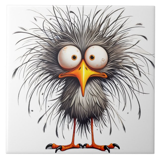 Whimsical bird ceramic tile (Front)