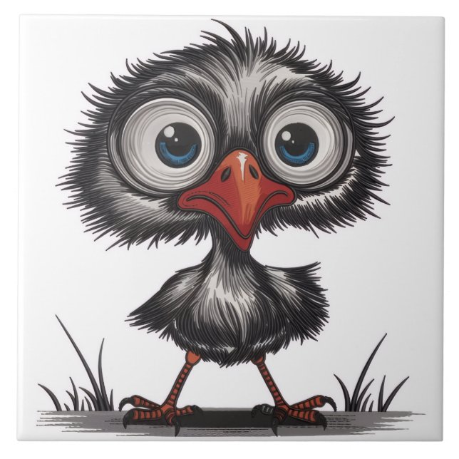 Whimsical bird ceramic tile (Front)
