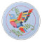 Whimsical Bird Colourful Folk Rustic Retro Blue