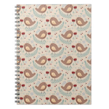 Whimsical Bird & Floral Pattern Notebook