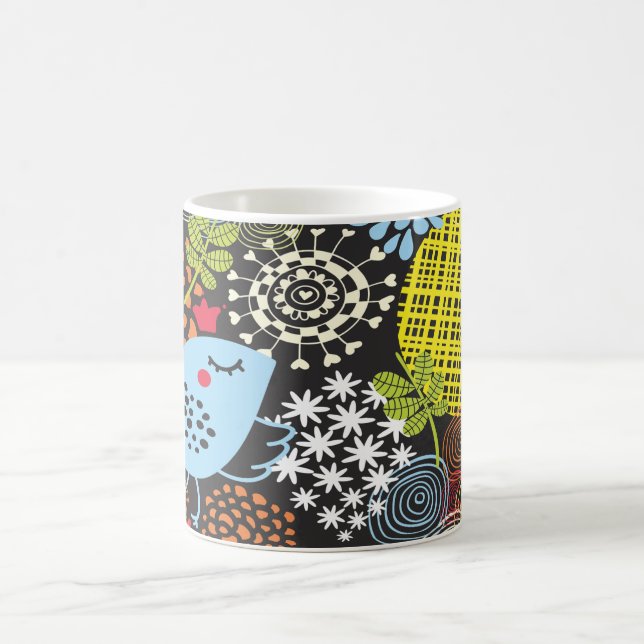 “Whimsical Bird in a Floral Wonderland Coffee Mug (Center)