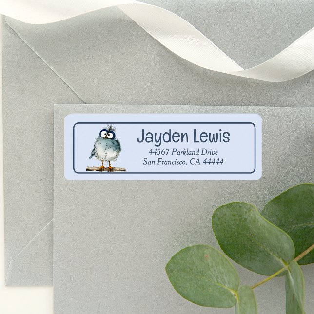 Whimsical Bird On A Branch Return Address  Label (Creator Uploaded)