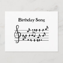Whimsical Bird Song Music Birthday Postcard