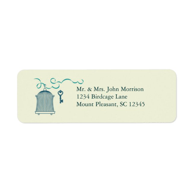 Whimsical Birdcage Wedding Avery Label Return Address Label (Front)