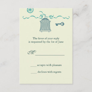 Whimsical Birdcage Wedding RSVP Card