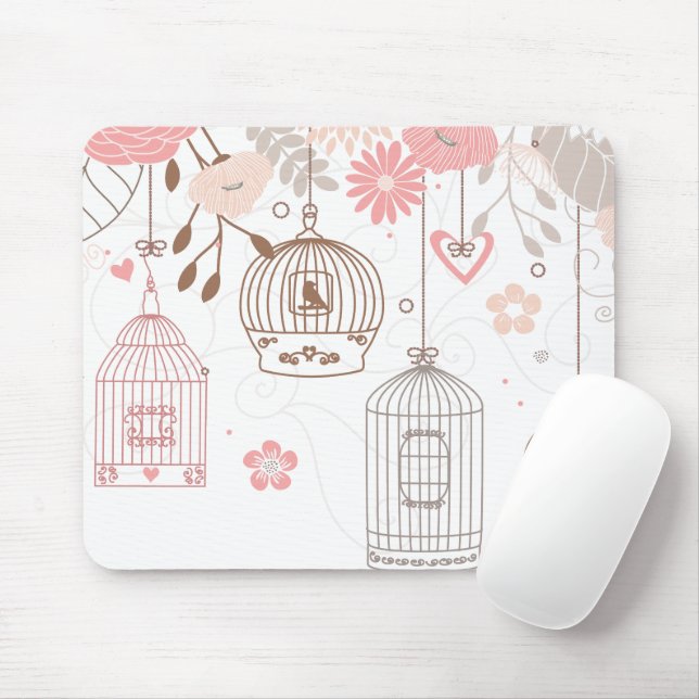 Whimsical Birdcages Mouse Pad (With Mouse)