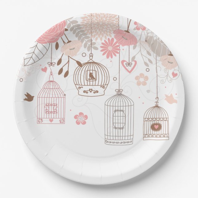 Whimsical Birdcages Paper Plate (Front)
